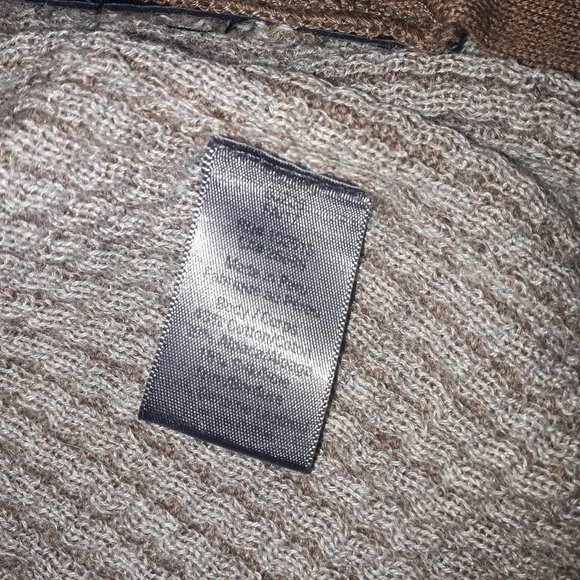 John Varvatos Artisan Beige Tan Alpaca Silk Leather Zip Sweater (Large) - Picture 7 of 7